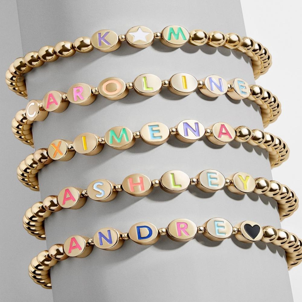 Stylish Gold-Plated Letter Bead with Enamel A-Z Beads for Custom