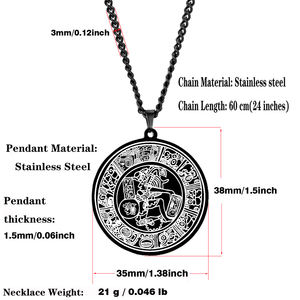 HLSS249-collar con colgante de Talismán, joyería de acero inoxidable con grabado láser, círculo Maya, jerogliph de México (Maya) - Product Image 5