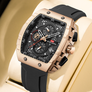 Luxury Gold Barrel <b>Case</b> Mens Watch Multi-Function Chronograph Quartz Wristwatch with Date - Product Image 5