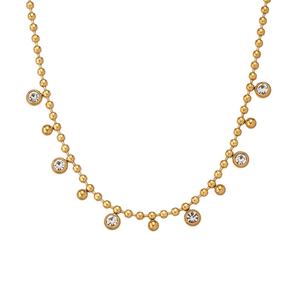 Sıcak satış özelleştirilebilir zirkon kolye altın kaplama paslanmaz çelik su geçirmez kolye fabrika toptan altın boncuk kolye - Product Image 3