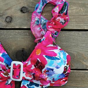 Maillot de bain une pièce Rose rouge fleuri avec bretelles ras-du-cou et jupe, tenue de plage dos nu, nouvelle collection <span class=keywords><strong>2022</strong></span> - Product Image 5