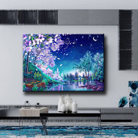 Ever Moment Diamond Painting Handgemaakte Lake Flower Tree Moon Volledige vierkante strass decoratie kunst 3F1113