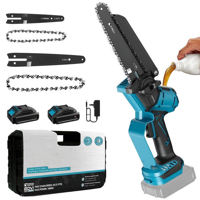 Portable Handy Mini Brushless Cordless Chainsaw Industrial DIY 6-8 Guide Bar 18V/20V Battery Compatible 220V Charger Trimming