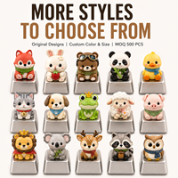 Ventes en gros de touches de clavier artisanales personnalisées, figurines d'animaux 3D kawaii, base en alliage de zinc, touches de clavier mécaniques pour interrupteurs Cherry MX