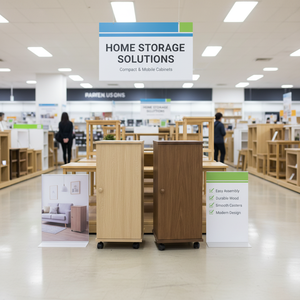 Gabinete de Almacenamiento de Madera Maciza a Precio de Fábrica, Gabinete de Almacenamiento de Madera Moderno de 3 Niveles - Product Image 1