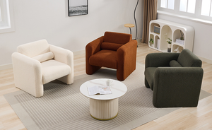 Sillón Moderno con Tapicería de Tela Sherpa, Cómodo Sillón de Lectura con Respaldo Acolchado, para Sala de Estar, Oficina en Casa, Dormitorio - Product Image 5