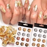 Vente en gros d'art d'ongle feuille d'or couleurs mélangées flocons d'aluminium ornement d'ongle feuille d'argent d'or