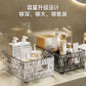 Acrylic Cosmetic <b>Storage</b> <b>Box</b> Transparent Desktop Organizer For Toiletries Skincare Products With Handles - Product Image 4