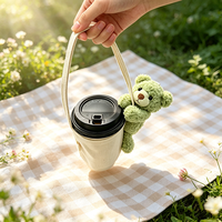 Manchon de tasse portable avec sangle, motif ours en peluche, manchon réutilisable pour boissons froides