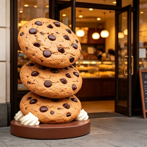 Escultura de Galletas Apiladas de FRP F019 para Panadería, Centro Comercial, Exterior, Resistente al Agua y a los Rayos UV, Tamaño, Color y Forma Personalizables, Directo de Fábrica - Product Image 1