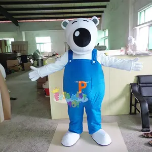 Sıcak satış karikatür özel beyaz köpek ayı maskot kostüm hayvan Cosplay yetişkin