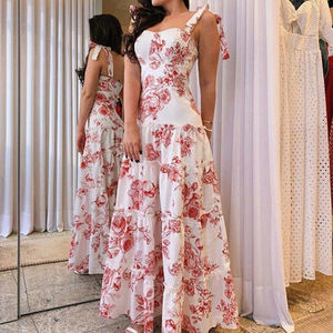 Ventas calientes señoras sin mangas <span class=keywords><strong>Maxi</strong></span> vestidos largos impresos mullidos mujeres elegantes vestidos casuales - Product Image 3