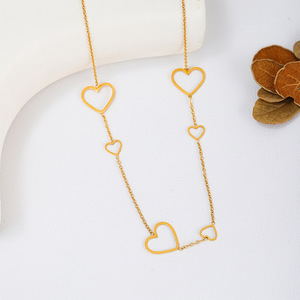 Collar de Acero de Titanio con Corazón Hueco Dorado para Mujer, Elegante, de Lujo, para el Día a Día, Joyería de Moda - Product Image 4