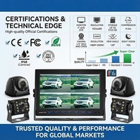 Système de moniteur DVR 4CH IPS 9 pouces | Caméra de recul à écran partagé 1080P avec puce Hi3520 pour camion et bus, enregistrement sur carte SD 512 Go, robuste