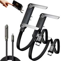 Câble de charge rapide USB-C 2-en-1 240W avec support de téléphone pliable multi-angle et synchronisation des données