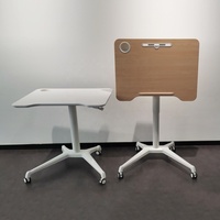 Bureau d'ordinateur moderne en métal réglable en hauteur pneumatique mobile avec porte-gobelet et table d'appoint de canapé