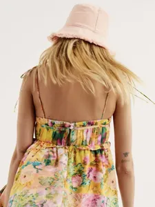 Arc froncé soutien-gorge <span class=keywords><strong>Corset</strong></span> Style fleur imprimé Spaghetti sangle Mini Robe femmes dos nu patineur laç<span class=keywords><strong>age</strong></span> fronde Robe vacances - Product Image 4