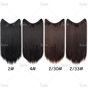 V-şekilli klip-in saç ekleme kadınlar için uzun düz sentetik saç parçası doğal görünümlü postiş 4 klipler - Product Image 5