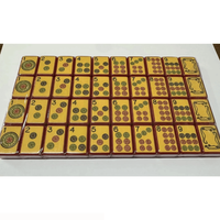 Tuiles de Mahjong Américaines Jaunes Vintage de Luxe, Ensemble de 160 Tuiles, Collection Designer Rétro en Acrylique Premium pour Collectionneurs