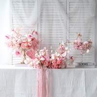 Ornements de table de dessert de mariage en soie de style européen LQ personnalisés, boules de fleurs longues, blanc pur LQHL005