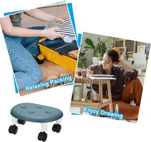 Lightweight Durable Rolling Mobile Pulley Low <b>Stool</b> for Home Office Living Room PP Plastic Comfortable Padded <b>Seat</b> Silent Wheels - Product Image 3