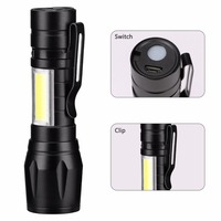 Lampe torche LED tactique portable rechargeable 3W en alliage d'aluminium IP65, 450 lumens, 5000K lumière du jour, zoomable pour le vélo et le camping