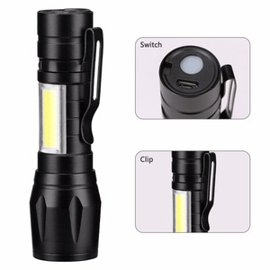 Lampe torche LED tactique portable rechargeable 3W en alliage d'aluminium IP65, 450 lumens, 5000K lumière du jour, zoomable pour le vélo et le camping - Product Image 2