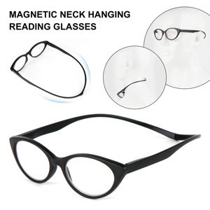 2024デザイナー卸売ファッショナブルな黒猫目磁気老眼鏡ハンギングネックマグネット老眼鏡女性用 - Product Image 4