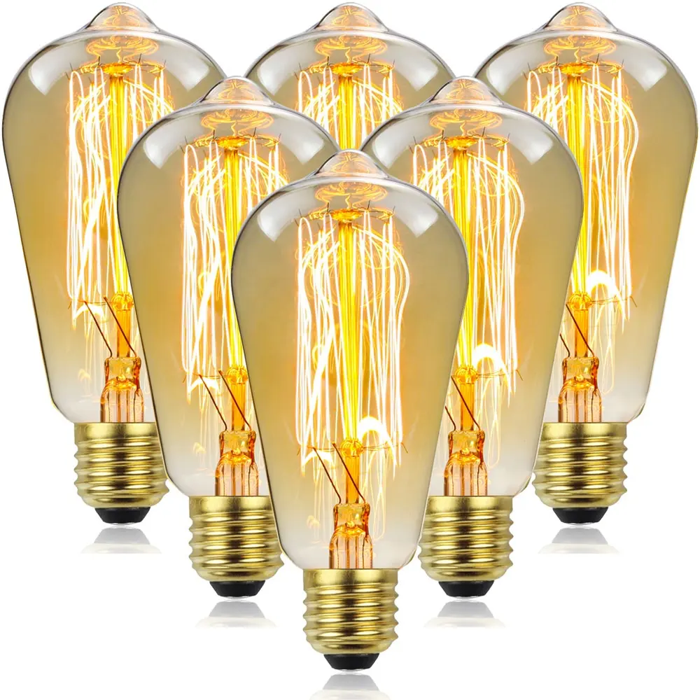 ST64 40W E27 ampoule Vintage à incandescence Edison avec cage d'écureuil pour la décoration