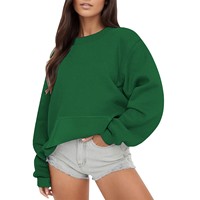 Éclatement couleur unie col rond Plus velours femmes hiver nouveau pull ample en gros