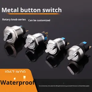 Công tắc núm kim loại, bánh răng thứ hai, lựa chọn núm bánh răng thứ ba, không có ánh sáng tự khóa 16mm, 19mm và 22mm - Product Image 3