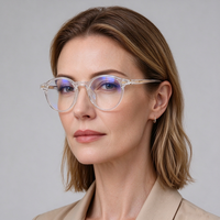 Montures de lunettes de vue rondes de luxe, mode, TR90, anti-lumière bleue, transparentes, pour hommes