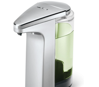 Dispenser Sabun Cair Sensor Tanpa Sentuh 240ml dengan Lapisan Nikel Brushed Desain Modern untuk Penggunaan Hotel dan Kamar Mandi