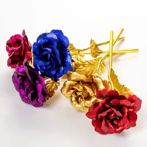 Flor de folha de ouro 24k artificial, folha de ouro com caixa de presente para o dia dos namorados galáxia rosa com caixas rosa feita na china