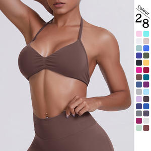 Soutien-gorge de sport à col halterneck haute élasticité personnalisé Under Lulu, sans couture, couleur unie, dos nu, ajusté, vêtements de yoga respirants - Product Image 2