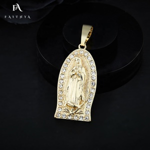 Colgante de Oro de 18K con moissanita de Guadalupe, joyería religiosa, colgante de <span class=keywords><strong>la</strong></span> Virgen María, FP1082, 2022 - Product Image 6