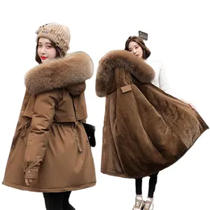 Cheap Clothes Women's Winter Casual Coat Fur Parka Women With Wool Collar Winter Jackets For Ladies winter clothes for women