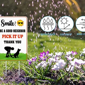 Panneau de signalisation pour ramassage des excréments de chien 12x18 en PP avec service de découpe pour jardin - Soyez un bon voisin - Product Image 3