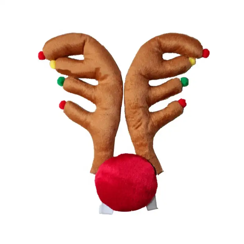 קישוטי חג המולד ינגל פעמון איילי רכב ערכת חג המולד מכונית קרן צבי עם אדום האף קישוטים