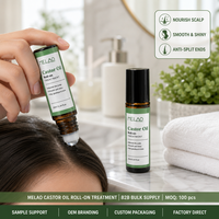 Huile de ricin roll-on pour massage du cuir chevelu, sérum nourrissant pour cheveux, applicateur à bille, fabriqué en Chine, options de logo personnalisé, vente en gros