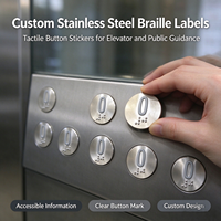 Autocollant tactile en braille pour bouton d'ascenseur en acier inoxydable, étiquette personnalisée, modèle 005, Chine, pour l'orientation publique accessible