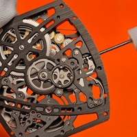 Versi Data Asli Terbaru 6702 Casing Serat Karbon Hitam Murni Ultra-tipis 7.8mm Dial Berongga Jam Tangan Bisnis Pria
