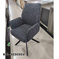Fauteuil de loisirs moderne pour la maison, fauteuil décoratif rembourré en tissu, chaise de salle à manger avec pieds en fer noir pour salon et salle à manger