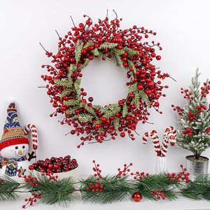 Guirlande de Noël artificielle en cèdre et cyprès, décorée de baies rouges givrées, pour ornement de Noël, cheminée, escalier, décoration de fête - Product Image 3