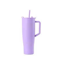 Gobelet isotherme en acier inoxydable de 40 oz avec logo personnalisé, anti-fuite, bouteille métallique isolée sous vide, tasse de voyage avec poignée et paille