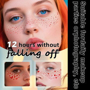 Rose Red Glitter Pecas Cara Tatuaje Mariposa Corazón Diseño Transferencia <span class=keywords><strong>de</strong></span> agua Parche instantáneo Pegatinas Sparkle Face Maquillaje Papel - Product Image 4