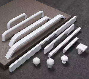 Poignée de meuble de cuisine moderne en aluminium blanc, poignée longue pour porte de placard, tirette ronde pour tiroir - Grande Vente - Product Image 1