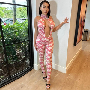 <span class=keywords><strong>Tuta</strong></span> Estiva da <span class=keywords><strong>Donna</strong></span> in Pizzo con Scollo all'Americana, Scavata e Senza Schienale, Sexy, <span class=keywords><strong>Rosa</strong></span>, Aderente - Product Image 4