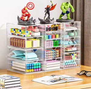 Organizzatore da <span class=keywords><strong>Scrivania</strong></span> Moderno Multifunzione <span class=keywords><strong>Trasparente</strong></span> Rettangolare Impilabile Portatile per Ufficio e Cosmetici J9999 - Product Image 5