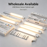 Lampe LED rechargeable USB pour armoire avec détecteur de mouvement infrarouge 1W 3000K-6000K Température de couleur réglable CRI 90 Design moderne pour placard